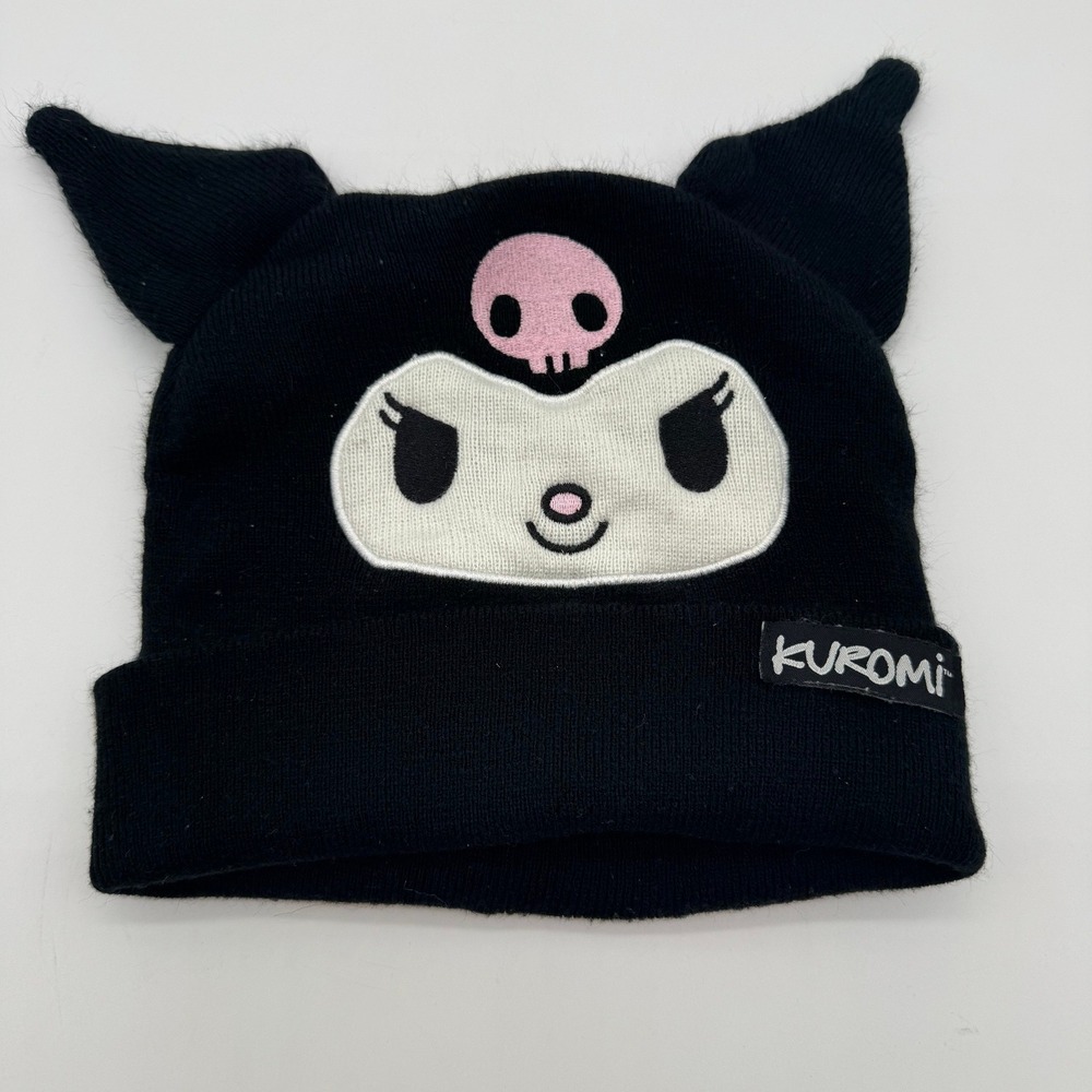 Kuromi by Sanrio Black Beanie Hat 3D Ears Embroidered Face One Size 2024